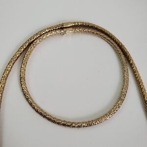 Gold Mesh Weave Sterling Silver 925 Necklace & Bracelet